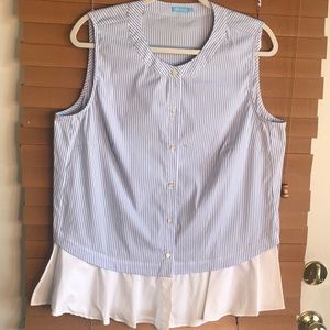 J McLaughlin blue white stripe sleeveless top